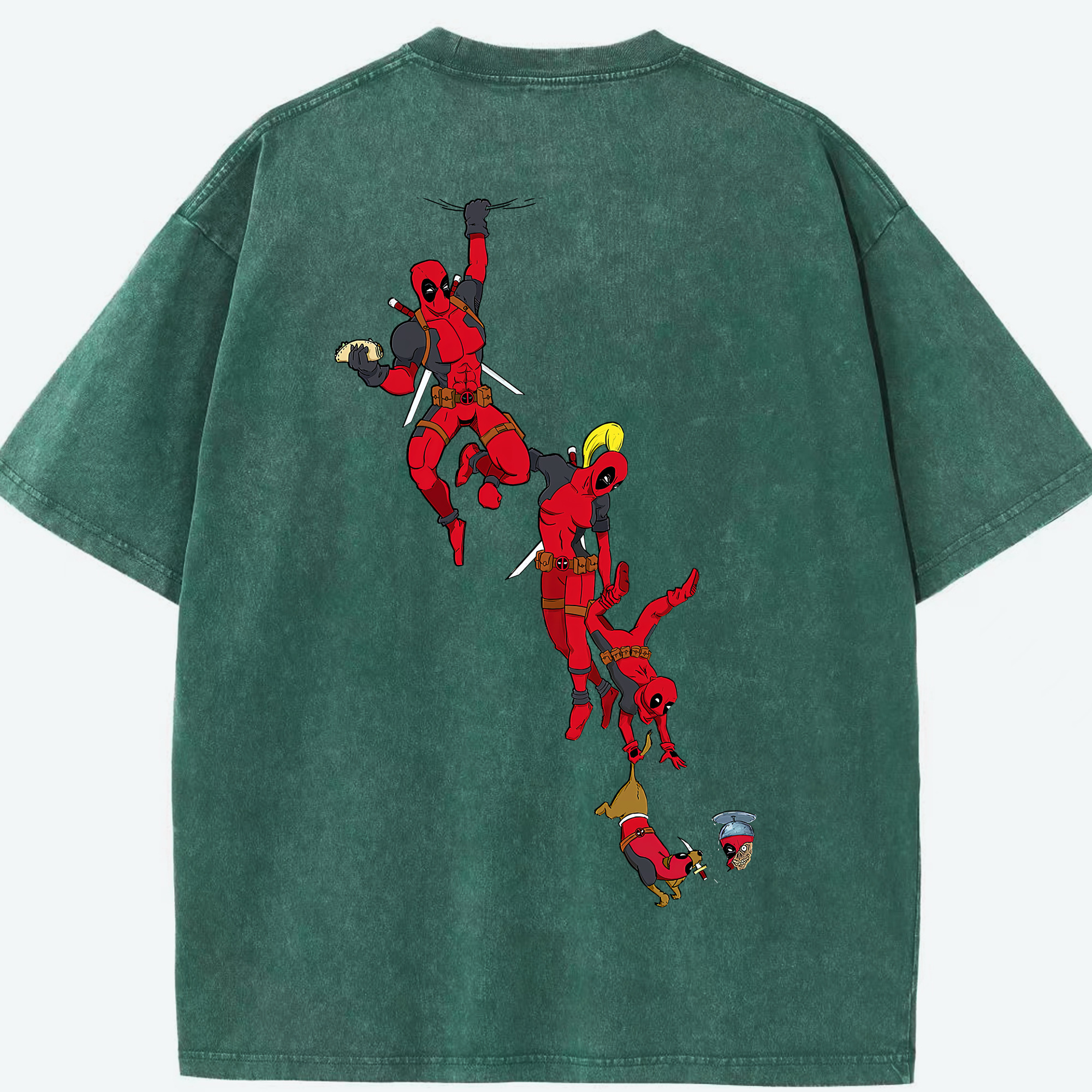 （画像用） Deadpool デッドプール 綿100% ヴィンテージ風 半袖Tシャツ（背面プリント）